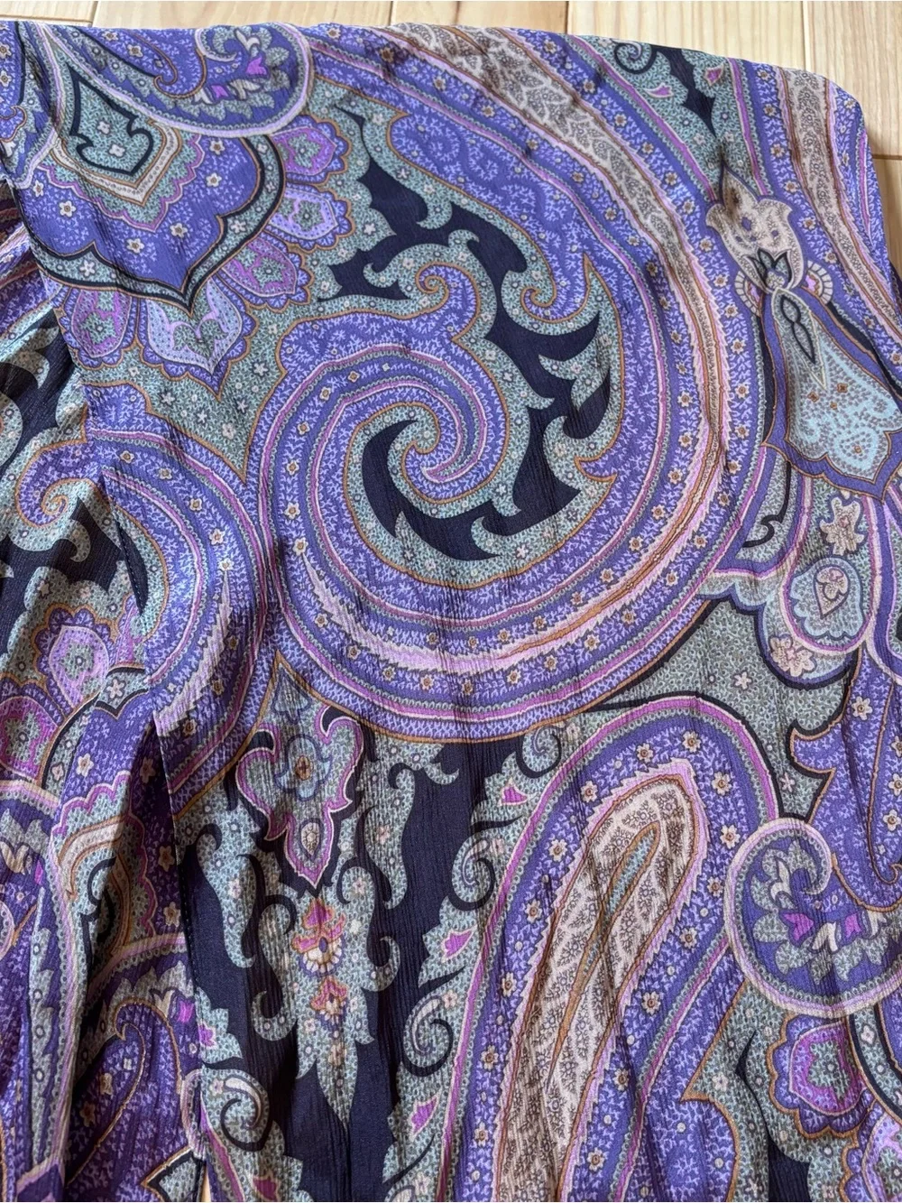 Lauren Ralph Lauren Silk Purple Multicolor Paisley Patterned Scarf